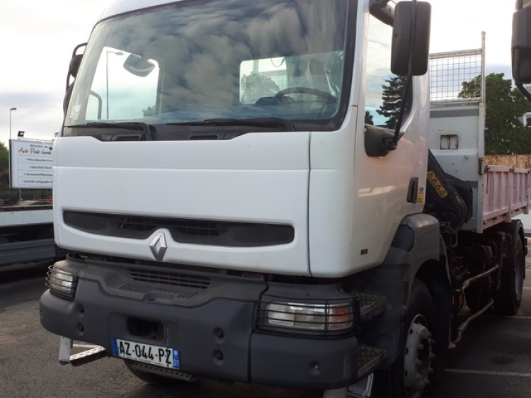 RENAULT KERAX BENNE ACIER + GRUE HIAB 10T/M